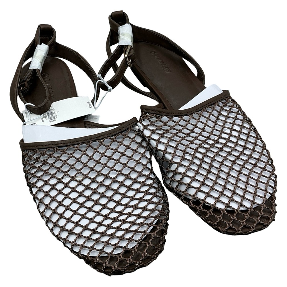 Old Navy Womens Brown Fishnet Mesh Slingback Flat Sandals 893812-01-1 Size 7